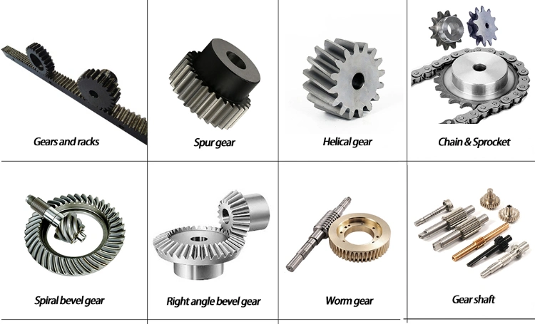 Pinion Rack Round Worm Screw Helical Hypoid Straight Ring Spiral Forged Bevel Spur Differential Steering Internal Box Spline Plastic Nylon Stainless Steel Gear