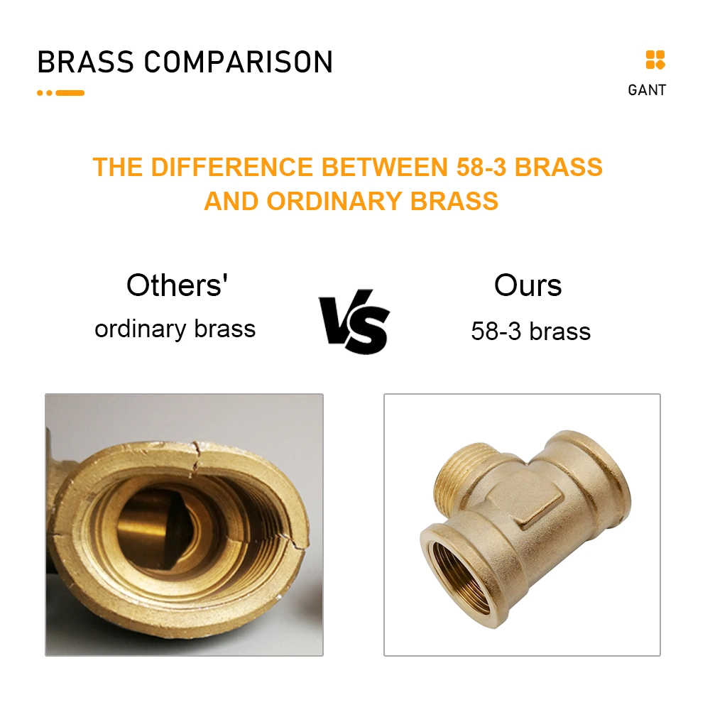 Customizable Logo Female Threaded Brass Construction Npt Socket Tee Joint 90 Degree 3 Way Brass Pipe Fittings