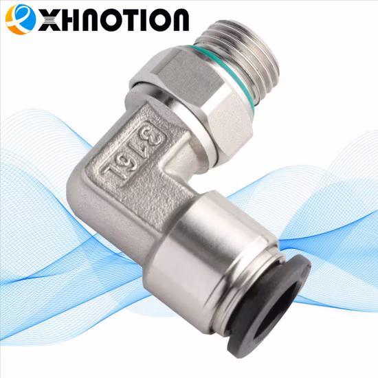 Xhnotion プッシュ接続ステンレス鋼 SS316 金属スリーブ雄エルボ空気圧エア継手